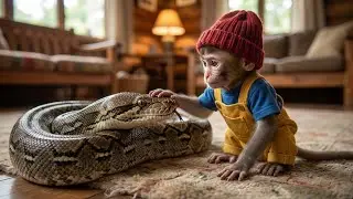 Baby Monkey Living With Giant Python 🐍 Adorable Rhesus Macaque's Unusual Roommate Animal Friendship