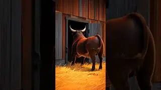 A big bull stretching & farting #cartooncomedy #bull #ai #barnlife