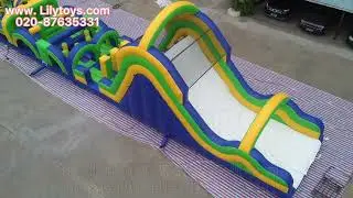 inflatable obstacle course bounce house with slide  #lilytoys #bouncehouse #inflatable #playground
