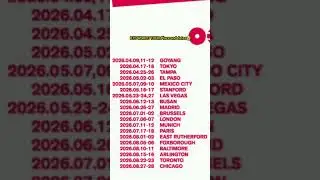 BTS world tour concert 2026 places and dates. More places are yet to be announced.😭😭 #btsarmy #bts