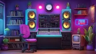 Midnight Mix Room | DJ Studio Ambience | Retro Wave Control Room Background