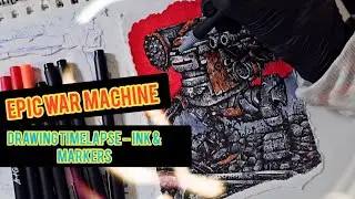 Abandoned Rusty Robot // War Machine Diorama Drawing Art