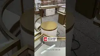Led Circle Counter Round Jewelry Showcase Jewellery Display Counter Glass Counter