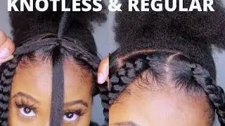 MOST REALISTIC KNOTLESS BRAIDS RUBBERBAND METHOD @HAIRBYJUJU#naturalhair#color#diy#hair#technique