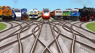 Every Trains Crossing On Bumpy Branched Railroad Tracks
