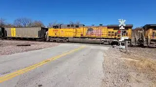 MONSTER COAL ALERT! A massive UP 2X3X2 double loaded coal train flies thru the crossing!