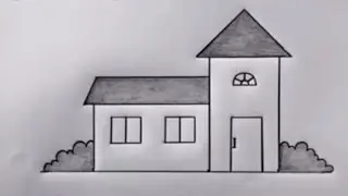 How to draw my house picture | very easy drawing Village House Drawing | Simple Home Sketch