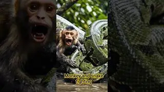Monkey and Snake fighting #shortvideo #cartoon