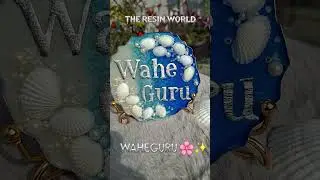 waheguru ✨️ #resin #waheguru #coaster #handmade #resincoasters #viral #shells #blue #white #pearl