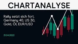 Rally setzt sich fort. Germany 40, US 30, Gold, &Ouml;l, EUR/USD (CMC B&ouml;rsenbuffet 21.04.22)