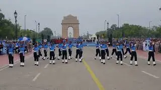Indian Air Force is presenting drill movements by the Agniveervayu Women Drill Team, along with a