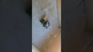 Lego BattleBot: Overhead horizontal spinner weapon spin up gone wrong.