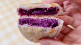 No-oven Recipe | Crispy and Chewy Purple Sweet Potato Rice Cakes | Easy Snack Recipe