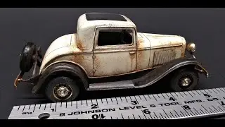 Ford 1932 Three Window V8 Coupe 1/32 Scale Model Kit Build Review and Weathering AMT