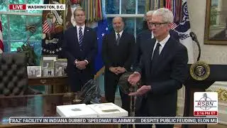 WATCH: Tim Cook Presents President Trump a Trophy to Celebrate the New Deal with Apple - 8/6/25