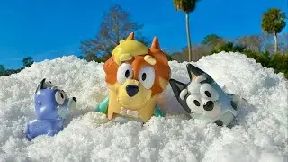 Making snow with Muffin and Socks - Bluey toys