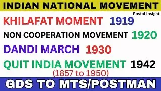 Indian National Movements | GDS to MTS exam | All Important dates of Indian Freedom Struggle | GK