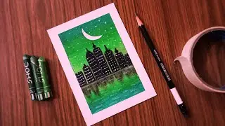 Green City Drawing | Easy Drawing for Beginners | Drawing with Oil Pastels | Step by Step
