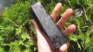 Garnet & Astrophyllite Crystal Polished   cut base point