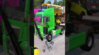 Double Flatbed Trailer Truck vs Speedbumps Train vs Cars - Tractor vs Train Beamng.Drive #154