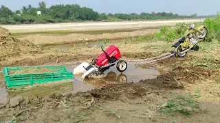Swaraj 855 tractor stuck in mud Royal Enfield 350 Bike Pulling out | Tractor Video