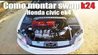 Como hacer SWAP K24 K20 en civic dejandolo BONITO en 10 minutos/How to build engine civic kswap K24