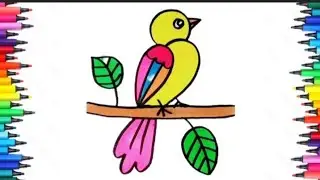 #HOWTODRAWANDCOLOUREASEASY🦜🦜WAYOF CUTE COLORING BIRD SIMPLE AND EASY WAY MADE FOR KIDS AND Toddlers 