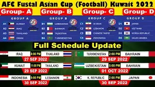 AFC Fustal Asian Cup (Football) 2022 | Full Match Schedule | Fustal Asian Cup 2022 Fixture Update