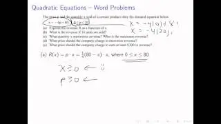 Quadratic Word Problems - Maximizing Revenue