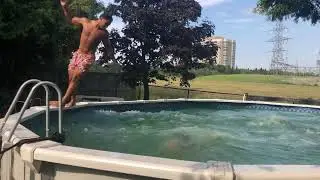 Front flip into the pool 