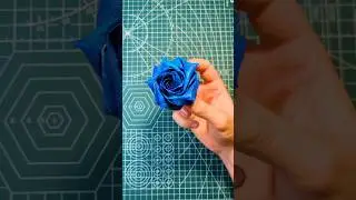 Blue Origami Rose from Pentagon paper