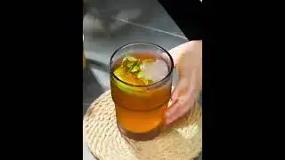 Cup Glass with Heat Resistant Leather Coffee&Tea&Milk -Smoky Color 420 Ml Amber