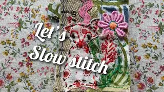 #4thartsaturday slow stitch fabric fox ATC artist trading card use up tiny scraps
