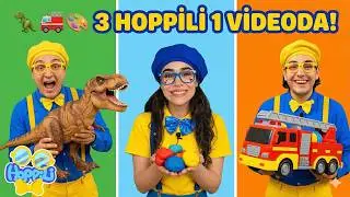 🦖🚒🎨  3 HOPPİLİ 1 VİDEODA: Renkler, Dinozorlar ve Ara&ccedil;lar | İnanılmaz &Ouml;ğrenme Yolculuğu!