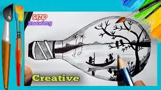Real or Fake -you decide || Creative light bulb drawing🎨 #art #video #trending #drawing #satisfying