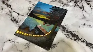 Easy Way to Paint a Beautiful Sunset Lake View / Acrylic Painting Ideas for Beginners 