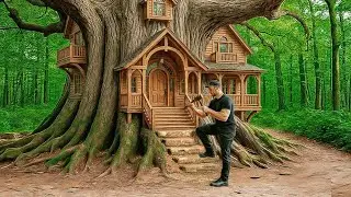 I Built a Hidden Survival Shelter Inside a Hollow Tree | No Tools Bushcraft