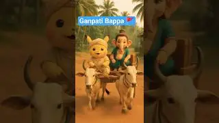 Ganpati Bappa Riding Ox Cart 🚩 | Peaceful Village Video💕🙏 #ganpati #ganesh #shorts #viral #trending