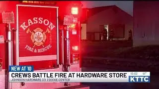 Dodge Center Fire Department responds to fire at Johnson Hardware Company in Dodge Center