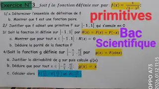 Pour Bac scientifiques :Primitive Correction de l'exercice N3