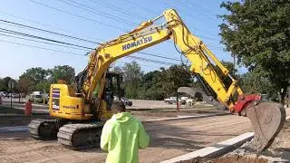 Komatsu Mid-size Excavator PC138US - Whitmer Fixing the Damn Roads in Plymouth - Michigan