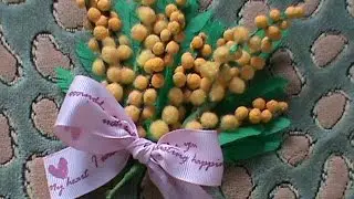 DIY/МК/ Как сделать веточку мимозы ко дню 8 Марта