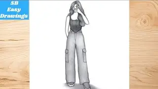 How to Draw Stylish Girl wearing Jeans &Top || Pencil Sketch for Beginners || Girl drawing 