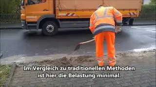 Curb trenching, eine neue Verlegemethode. Fr&auml;sverfahren beim Micro Trenching