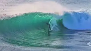 Surfers Surfing From Second Reef Into Spitting Barrels Australia