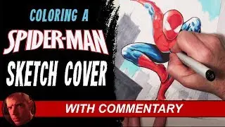 Coloring a Spider-Man Comic Book Sketch Cover with Copic Markers