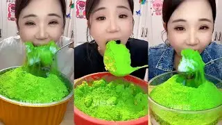 ASMR YY SQUEAKY SOFT ICE EATING WITH HEAVY MATCHA POWDER 