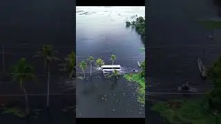 KSRTC Aanavandi through flooded roads of Alapuzha Kuttanad Drone video