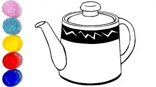 How to Draw Tea Pot - Coloring Pages for Kids - Fun Videos