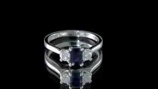 GR021 Emerald Cut Sapphire and Diamond Engagement Ring